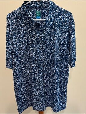 Pro Tour Blue Floral Polo shirt featuring cool plat moisture -wicking  size XL